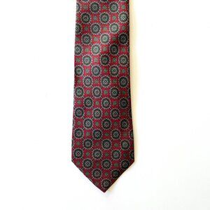 Men's Thomas Pink London Silk Designer Red Blue and Green Geometric Necktie Tie
